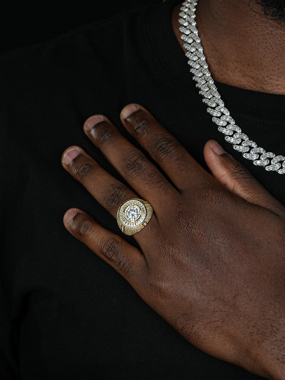 Iconic Big Stone Rapper Ring - 14k Gold Vermeil 925 Silver - CZ Stones