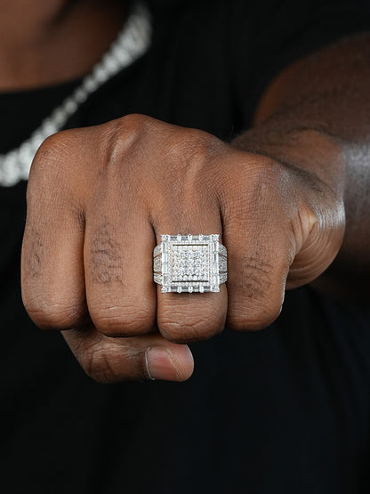 New York Iced Out Ring - 14k Yellow Gold Vermeil/Natural 925 Silver - CZ Stones