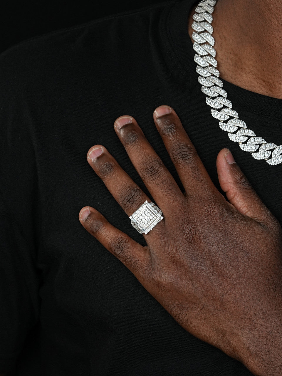 New York Iced Out Ring - 14k Yellow Gold Vermeil/Natural 925 Silver - CZ Stones