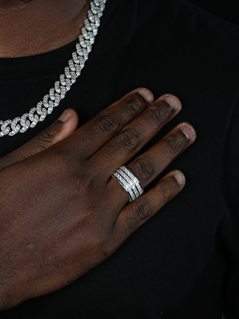 Thick Eternity Band Channel Set - 14k Yellow Gold Vermeil/Natural 925 Silver - CZ Stones