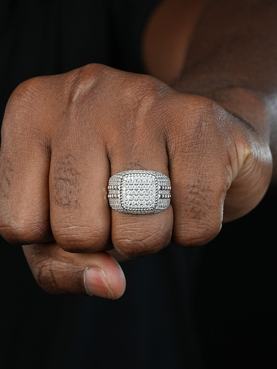 MOISSANITE Sqaure Iced Out Chicago Ring - 925 Silver