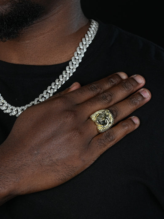 Passion Of The Christ - Jesus Ring - 14k Gold Vermeil 925 Silver - CZ Stones