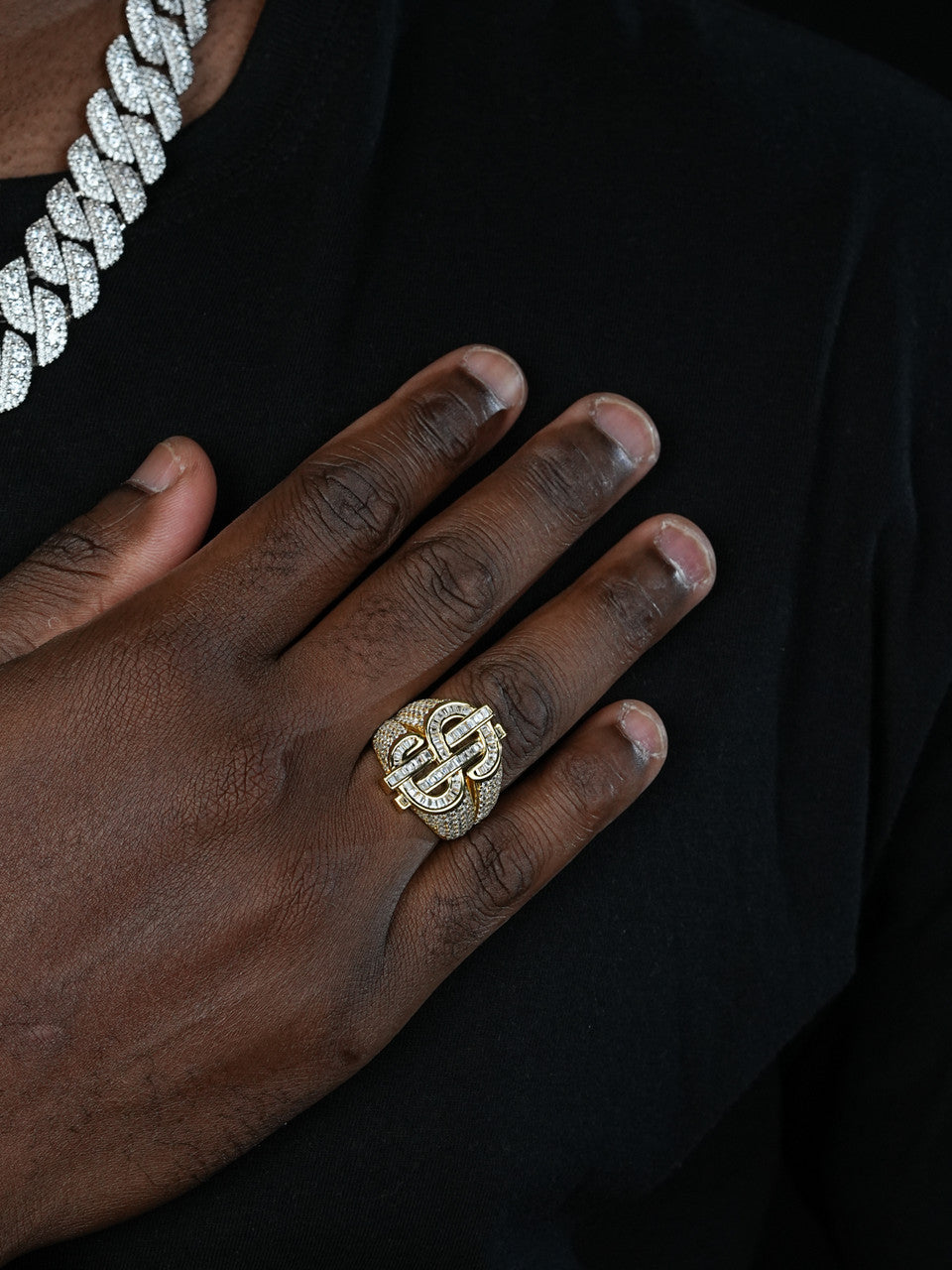 Big Money Iced Out Ring - 14k Gold Vermeil 925 Silver - CZ Stones