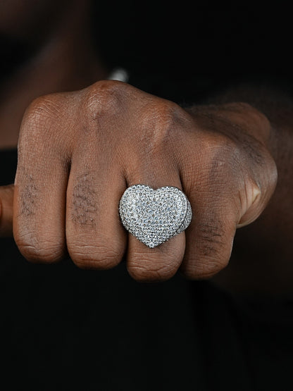 Eternal Love Heart Iced Out Ring - 925 Silver - CZ Stones