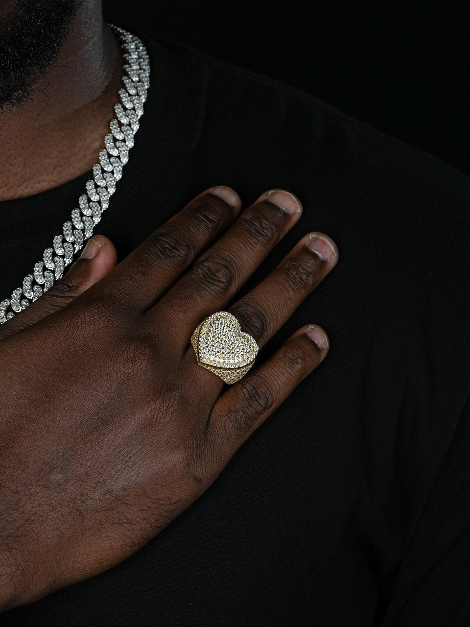 Eternal Love Heart Iced Out Ring -  14k Gold Vermeil 925 Silver - CZ Stones