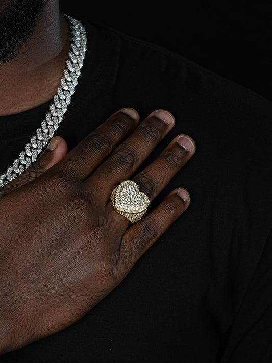 Eternal Love Heart Iced Out Ring -  14k Gold Vermeil 925 Silver - CZ Stones