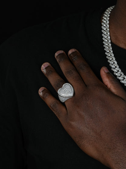 Eternal Love Heart Iced Out Ring - 925 Silver - CZ Stones