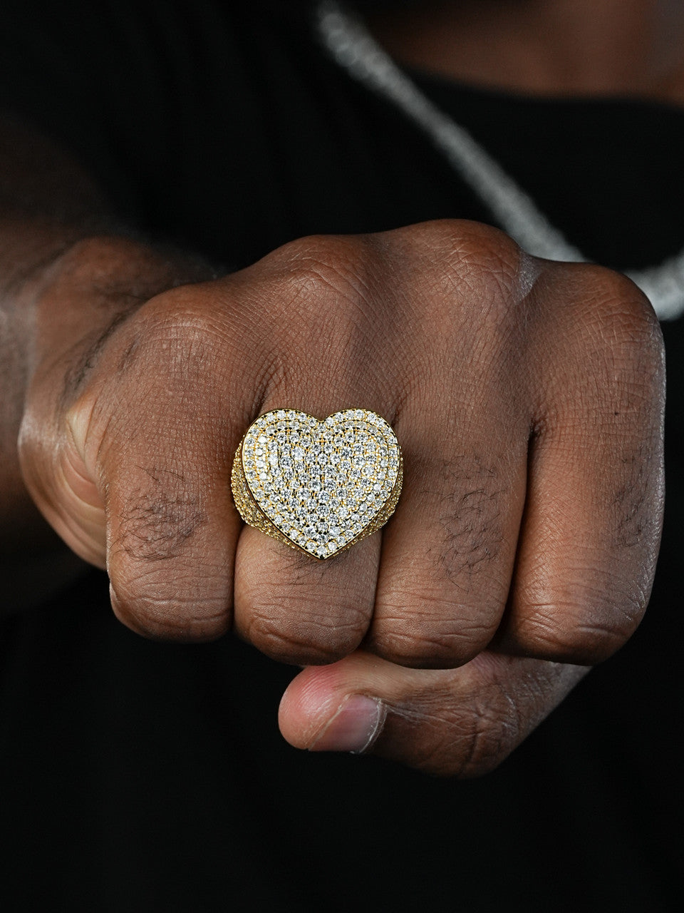 Eternal Love Heart Iced Out Ring -  14k Gold Vermeil 925 Silver - CZ Stones