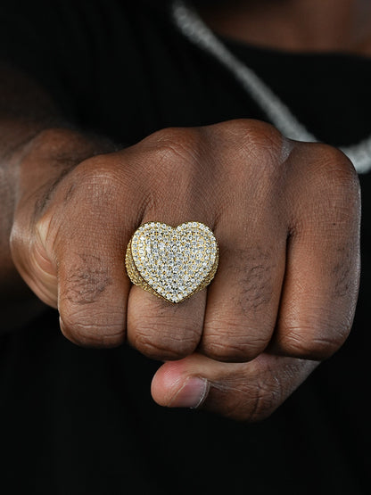 Eternal Love Heart Iced Out Ring -  14k Gold Vermeil 925 Silver - CZ Stones