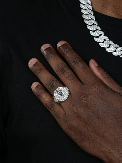 Ancient King Tut Iced Out Ring - 925 Silver - CZ Stones
