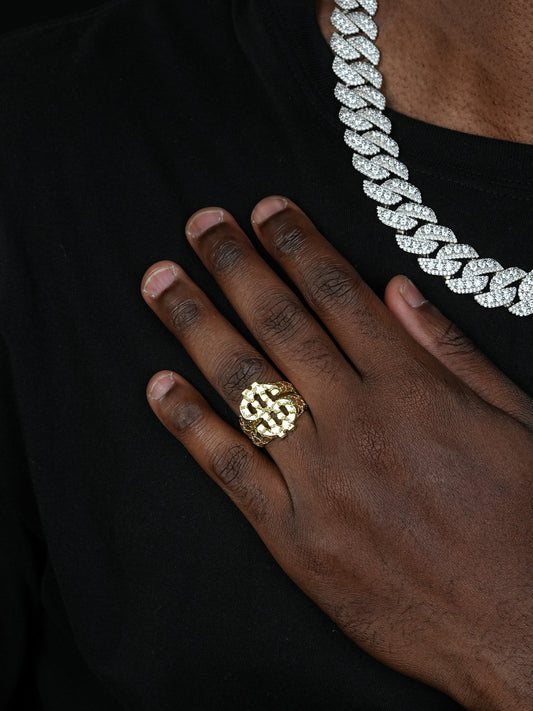 Gold Nugget Money Plain Ring - 14k Gold Vermeil 925 Silver