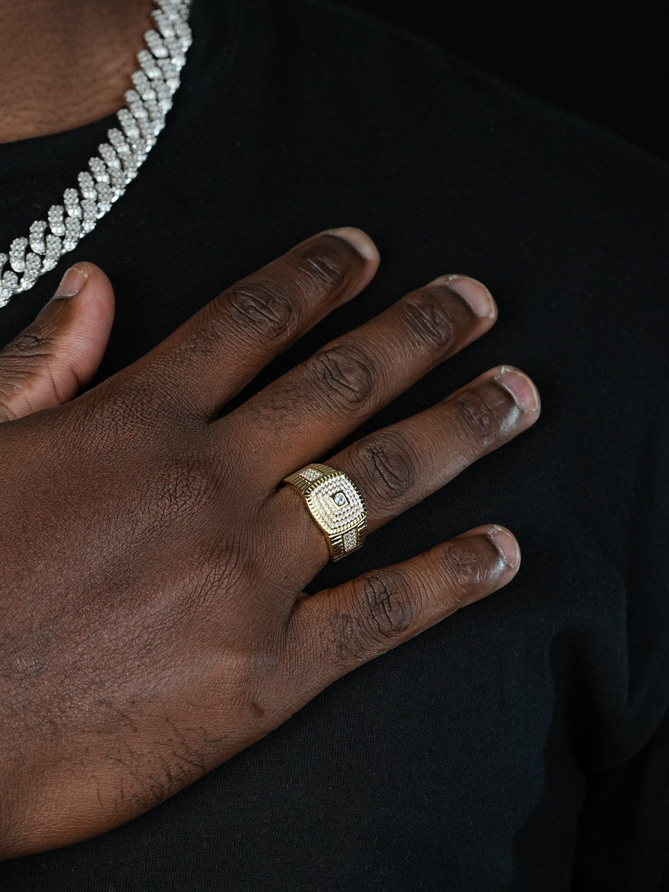 The Square OG Ring - Harlembling Classic - 14k Gold Vermeil 925 Silver - CZ Stones