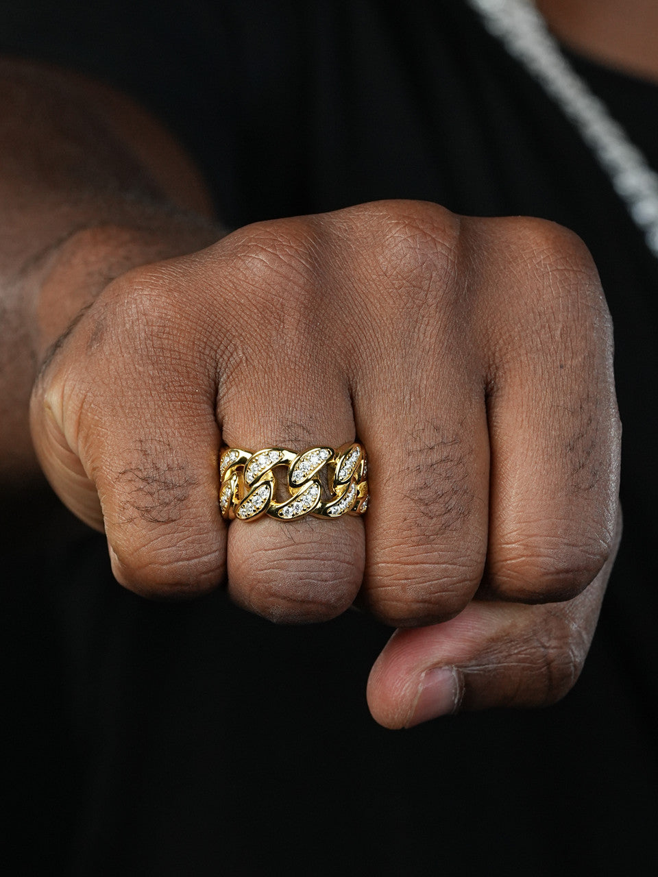 Iced Out Cuban Link Ring - Timeless Classic - 925 Silver Or 14K Gold Vermeil- CZ Stones