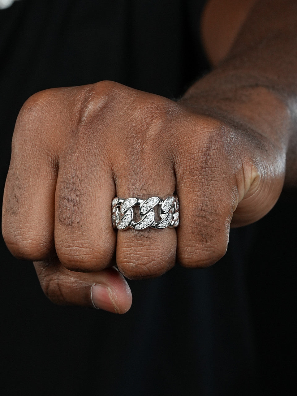 Iced Out Cuban Link Ring - Timeless Classic - 925 Silver Or 14K Gold Vermeil- CZ Stones