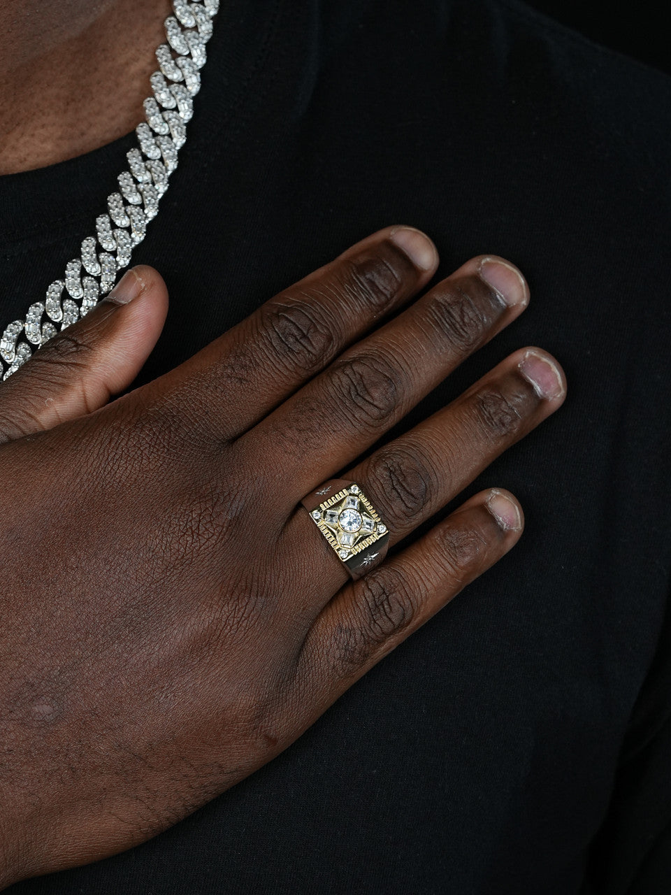 The North Star Ring - 925 Silver & Gold Accent  - CZ Stones