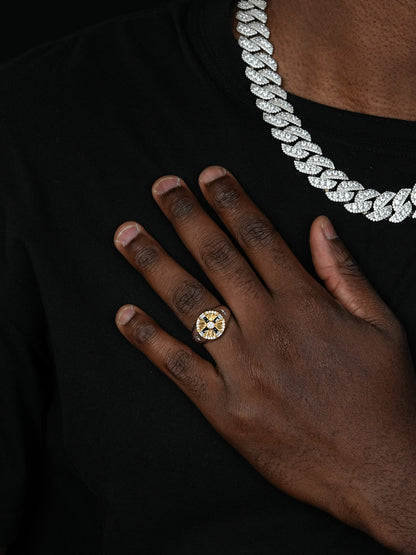 Star Of Bethlehem Ring - 925 Silver & Gold Accent  - CZ Stones