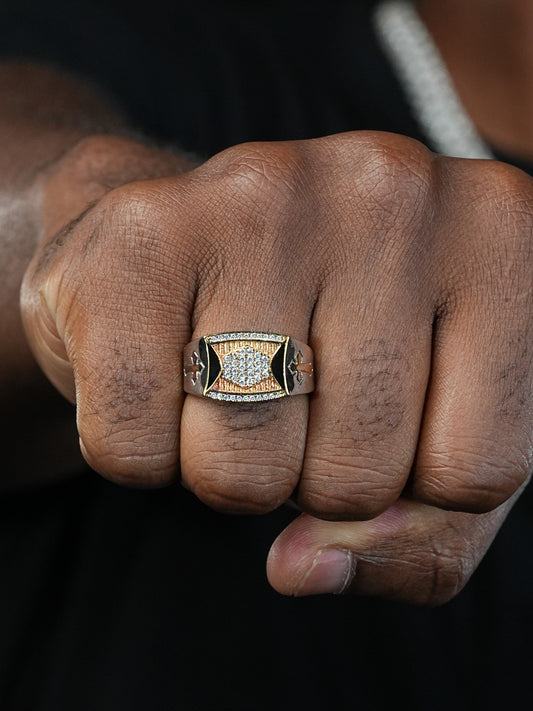 Knight's Templar Ring - 925 Silver & Gold Accent  - CZ Stones