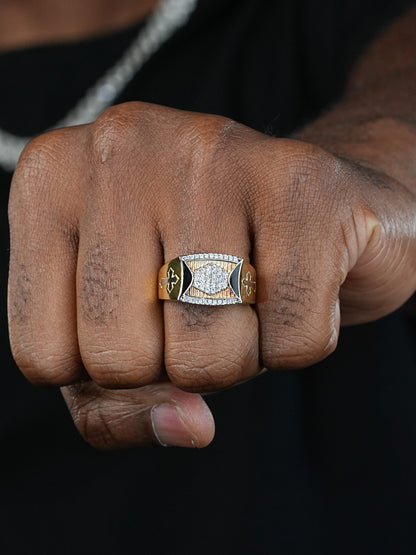 Knight's Templar Ring - 14k Gold Vermeil 925 Silver - CZ Stones