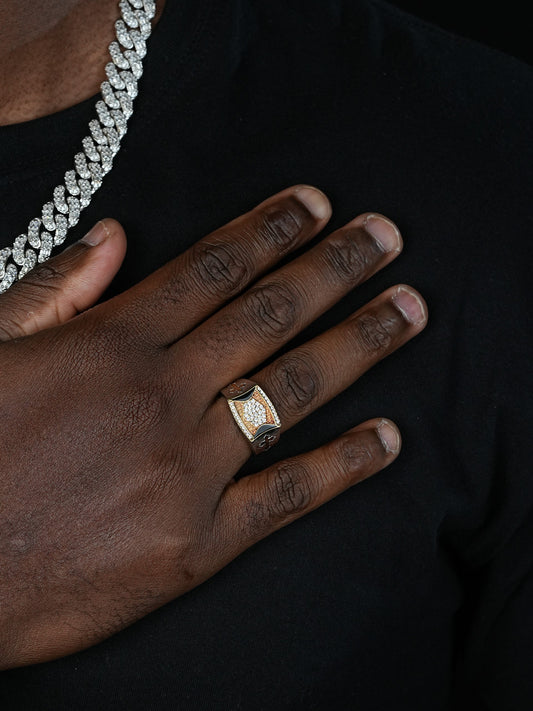 Knight's Templar Ring - 925 Silver & Gold Accent  - CZ Stones