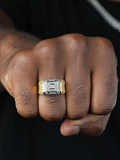 King's Knight Ring - 14k Gold Vermeil 925 Silver - CZ Stones