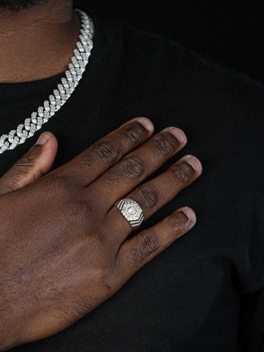 The Icy Eye Ring - 925 Silver & Gold Accent  - CZ Stones