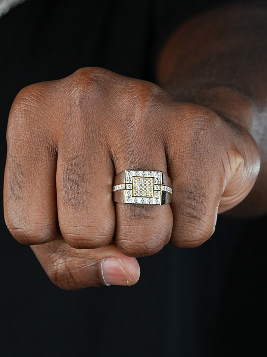 East Side Ring  - 925 Silver & Gold Accent  - CZ Stones