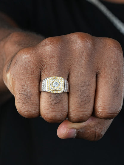 Venetian Ring - 925 Silver & Gold Accent  - CZ Stones