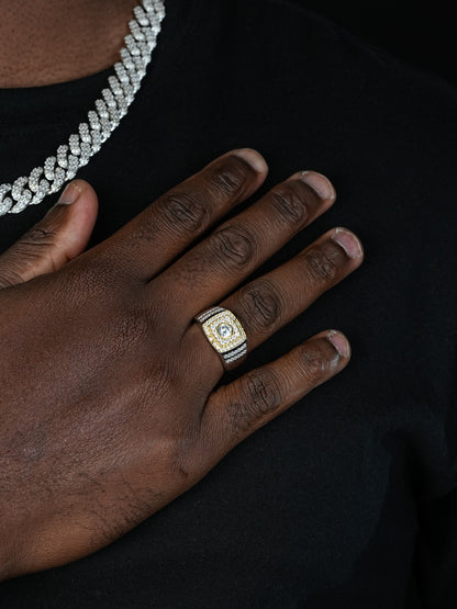 Venetian Ring - 925 Silver & Gold Accent  - CZ Stones