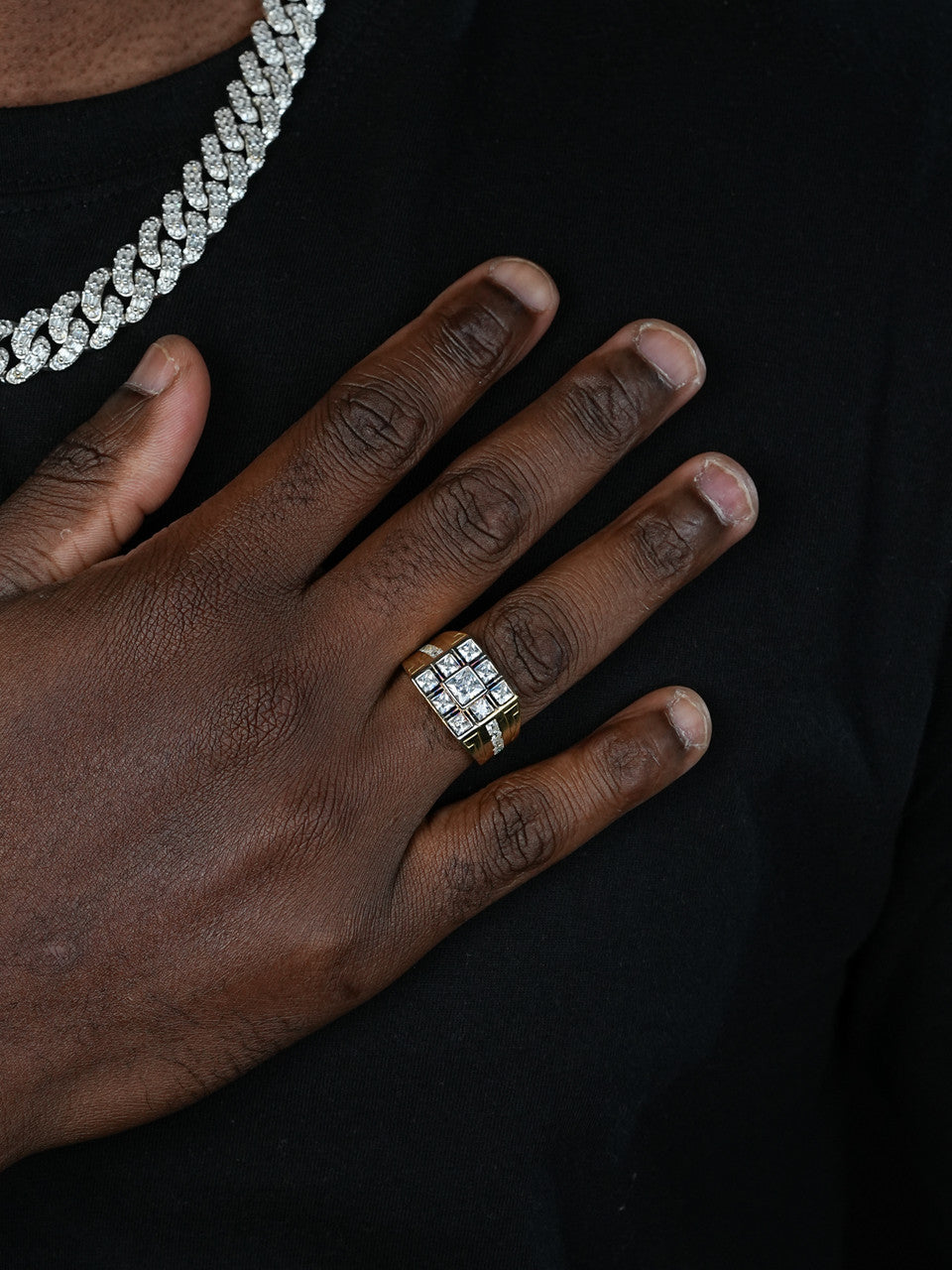 London Square Ring - 14k Gold Vermeil 925 Silver - CZ Stones