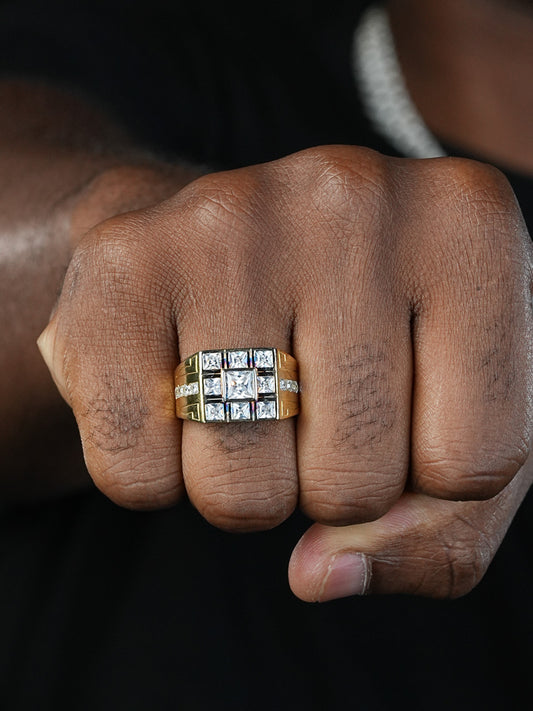 London Square Ring - 14k Gold Vermeil 925 Silver - CZ Stones