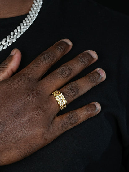 Earthquake Nugget Ring - 925 Silver - CZ Stones