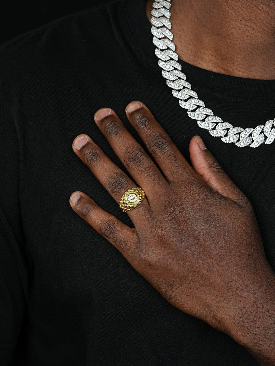 Gold Rush Nugget Ring - 14K Gold Vermeil 925 Silver - CZ Stones