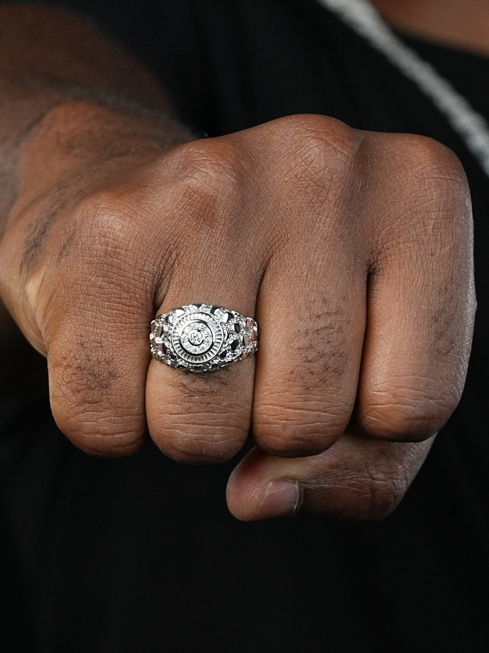 Gold Rush Nugget Ring - 925 Silver - CZ Stones