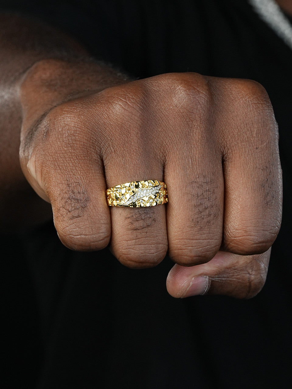 Bear Claw Nugget Ring - 14k Gold Vermeil 925 Silver - CZ Stones