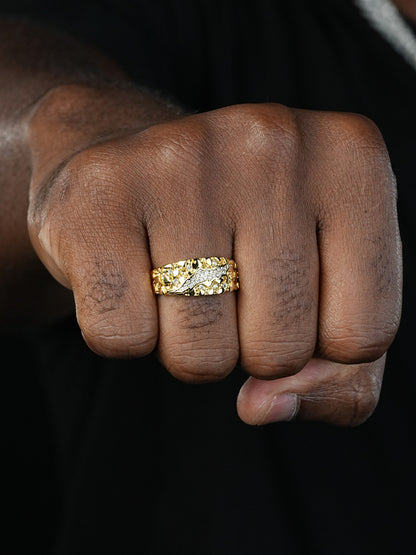 Bear Claw Nugget Ring - 14k Gold Vermeil 925 Silver - CZ Stones