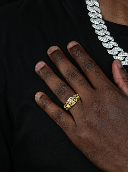 Alaska Gold Nugget Plain Ring - 14k Gold Vermeil 925 Silver