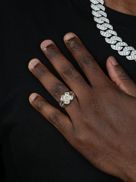 Golden Gate Bridge Ring  - 925 Silver & Gold Accent  - CZ Stones