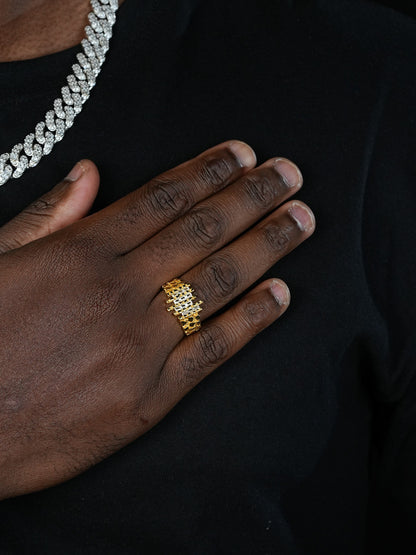 DNA Gold Nugget Ring - 14k Gold Vermeil 925 Silver - CZ Stones