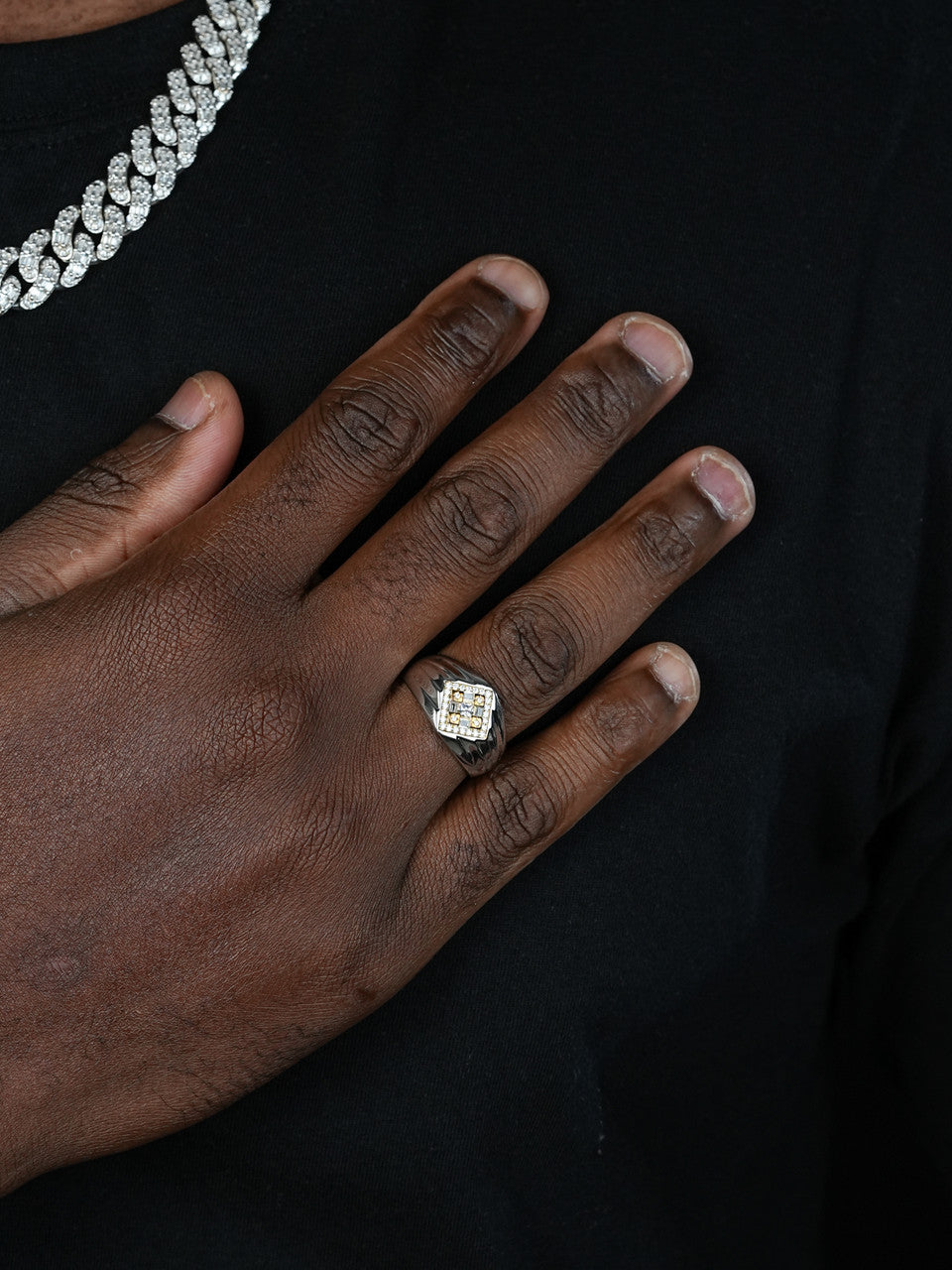 Basquiat Ring - 925 Silver & Gold Accent  - CZ Stones