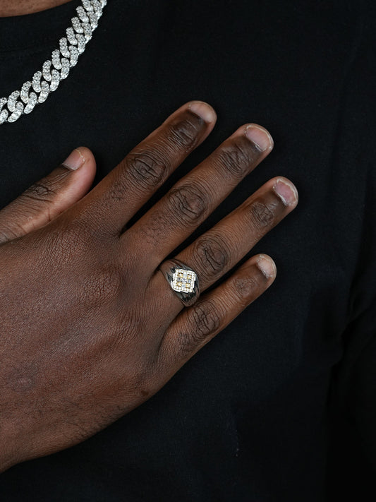 Basquiat Ring - 925 Silver & Gold Accent  - CZ Stones