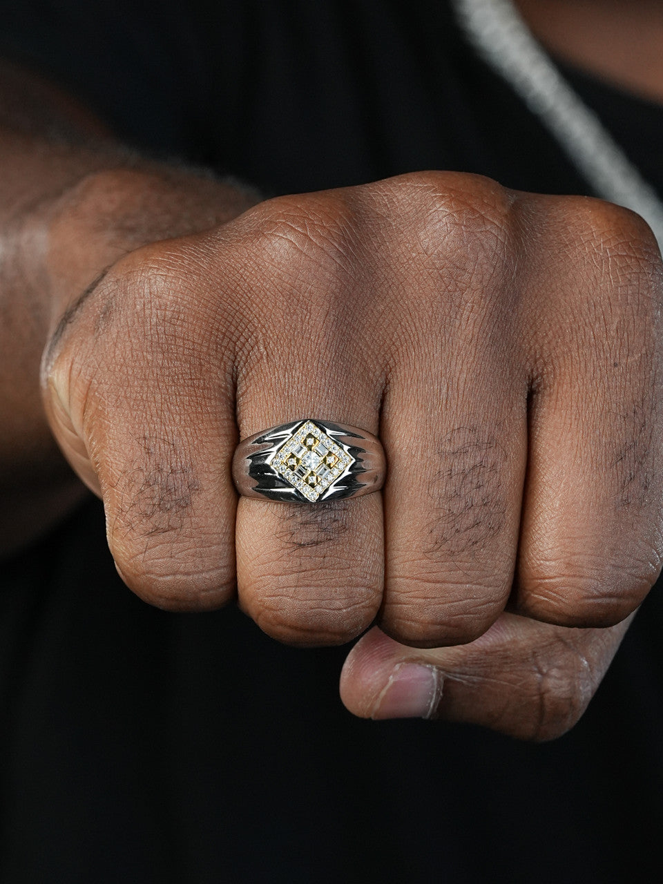 Basquiat Ring - 925 Silver & Gold Accent  - CZ Stones