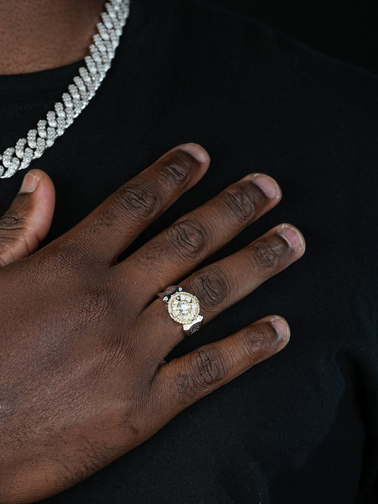 Al Pacino Ring  - 925 Silver & Gold Accent  - CZ Stones