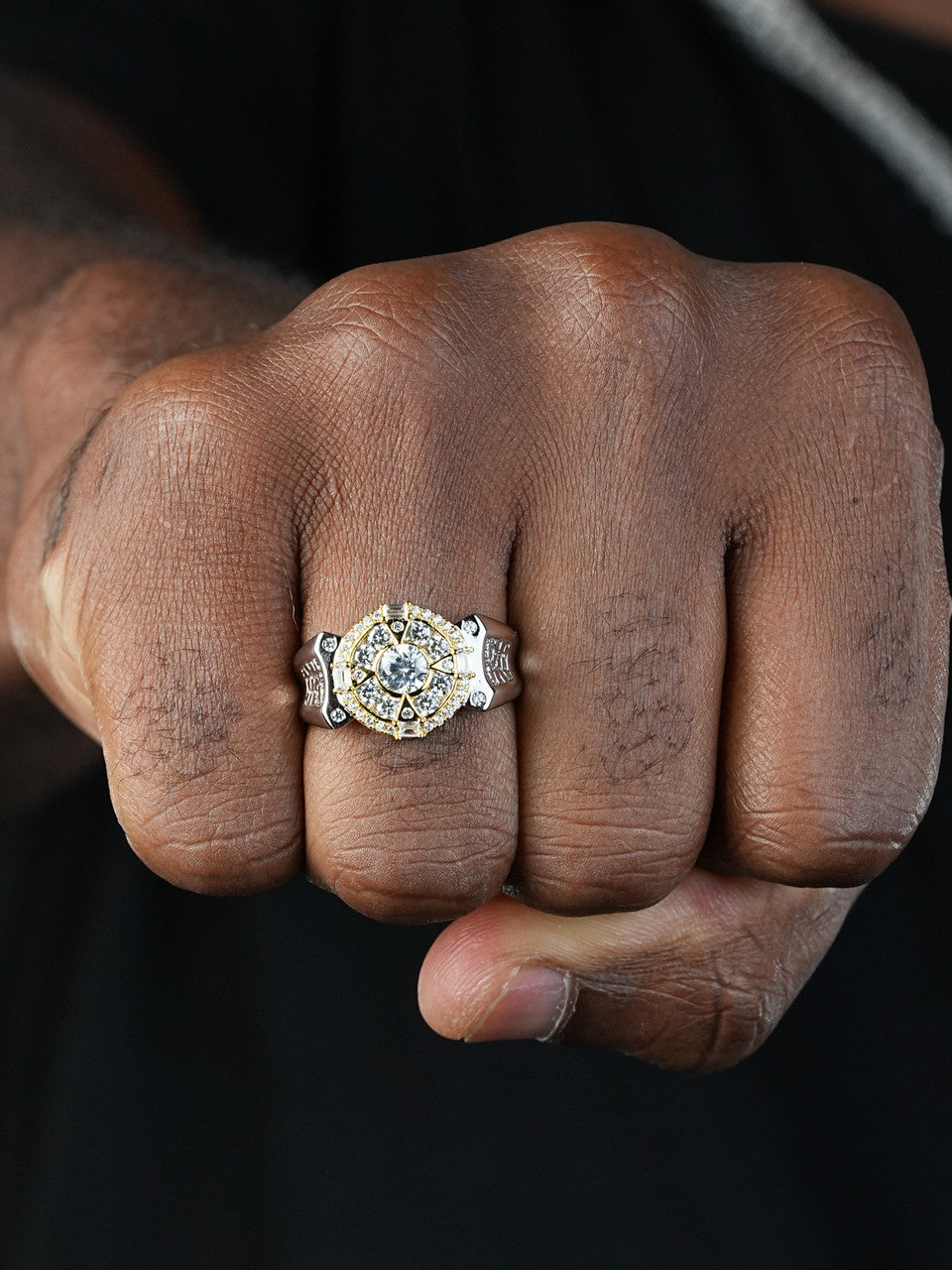 Al Pacino Ring  - 925 Silver & Gold Accent  - CZ Stones