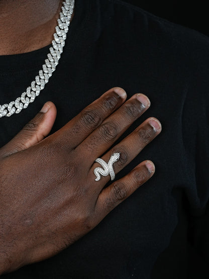 King Cobra Iced Out Ring - 925 Silver - Baguette CZ Stones