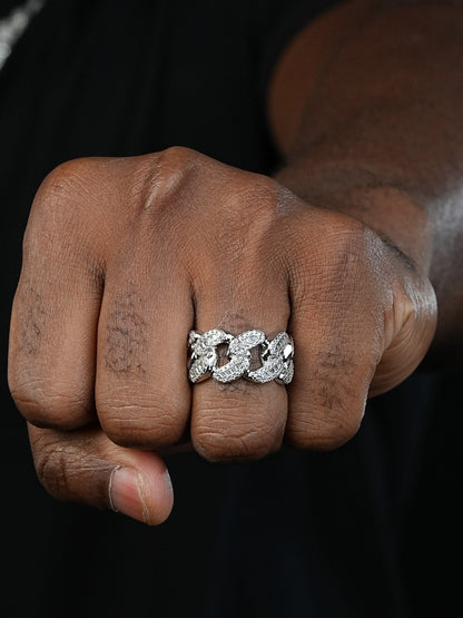 Florida Cuban Ring - 925 Silver - Baguette CZ Stones