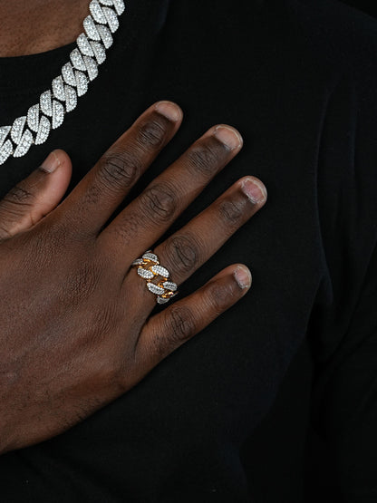 Florida Cuban Ring - 14k Gold Vermeil 925 Silver - Baguette CZ Stones