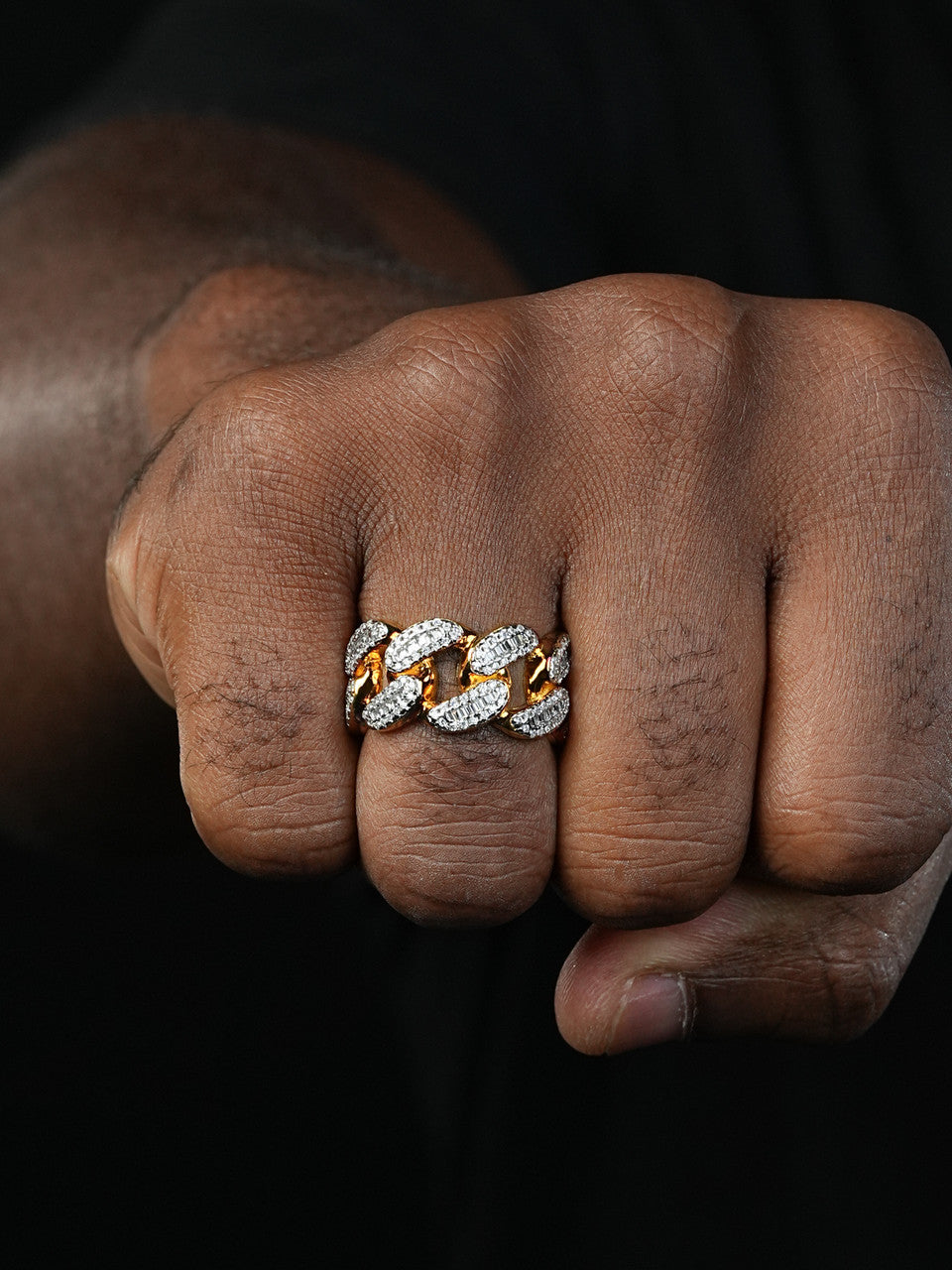 Florida Cuban Ring - 14k Gold Vermeil 925 Silver - Baguette CZ Stones