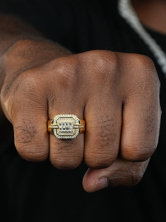 Hip Hop Dream Ring - 14k Gold Vermeil 925 Silver - Baguette CZ Stones