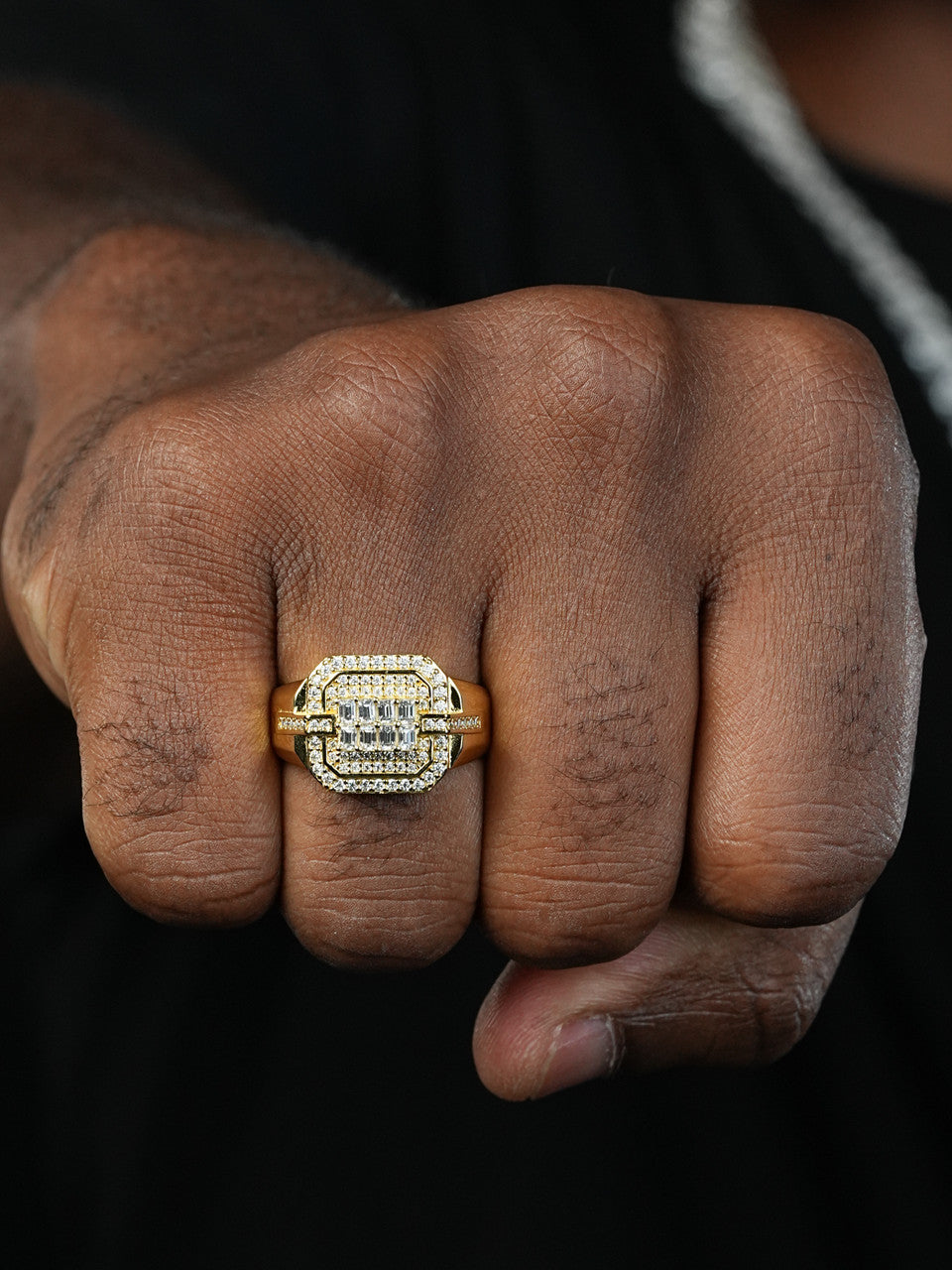 MOISSANITE Baguette Dope Boy Iced Out Ring - 14k Gold Vermeil 925 Silver