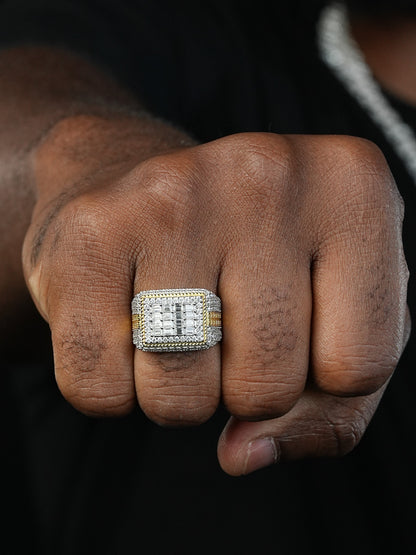 The Baguette Classic Iced Out Ring - 14k Gold Vermeil 925 Silver - Baguette CZ Stones